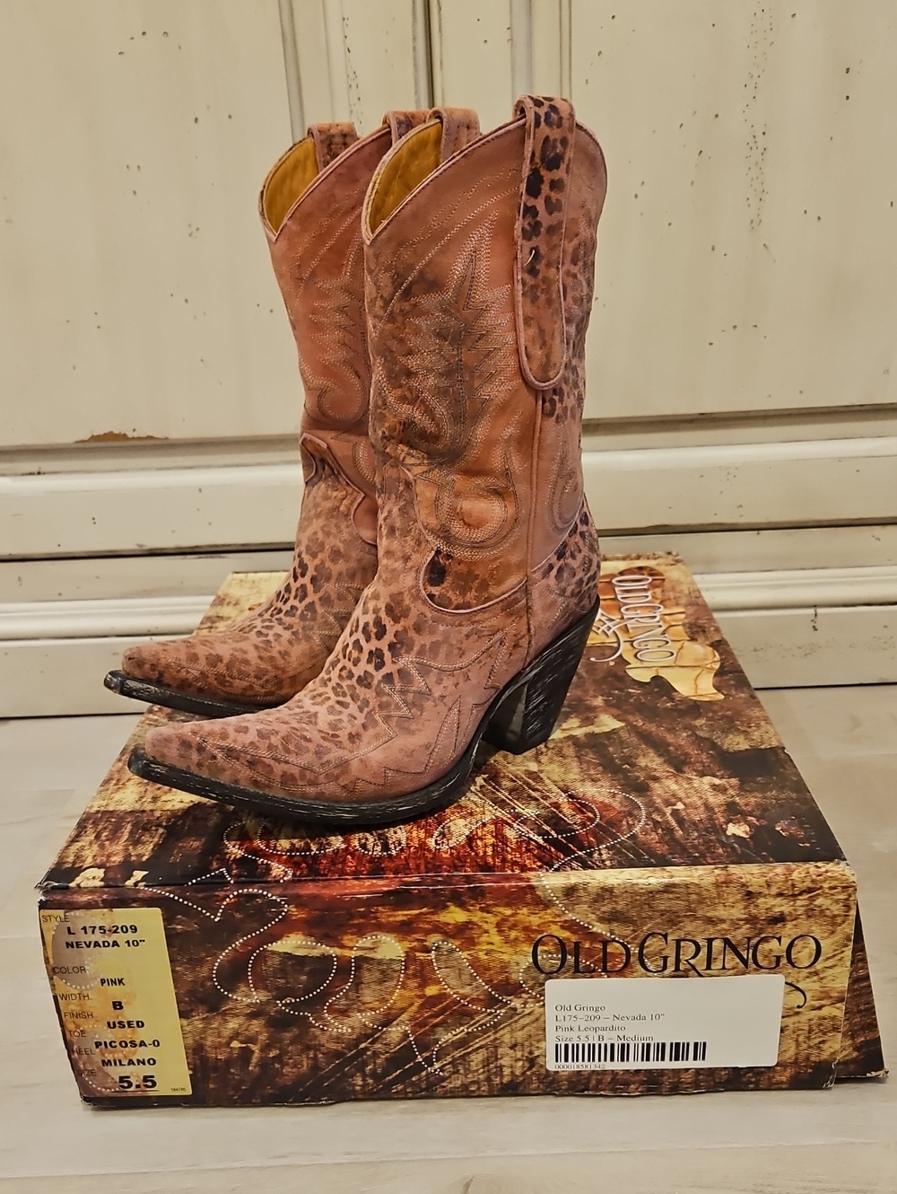 Rare Old Gringo Nevada Pink Leopardito Distressed Leather Cowgirl Boots Size 5.5 - Picture 16 of 16